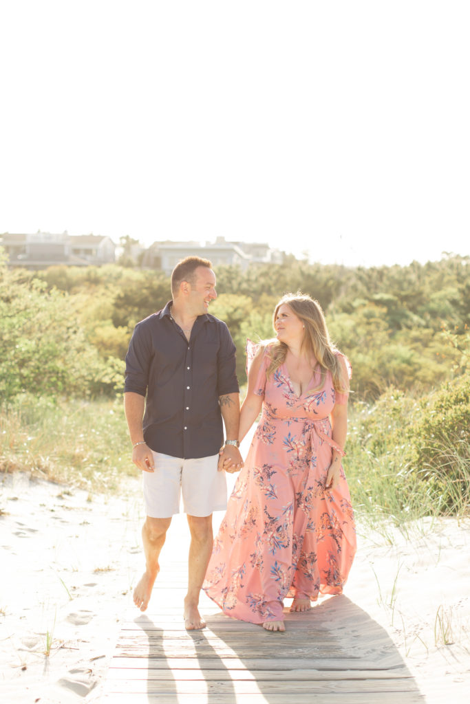 Light & airy engagement photos on Long Beach Island on the Jersey Shore