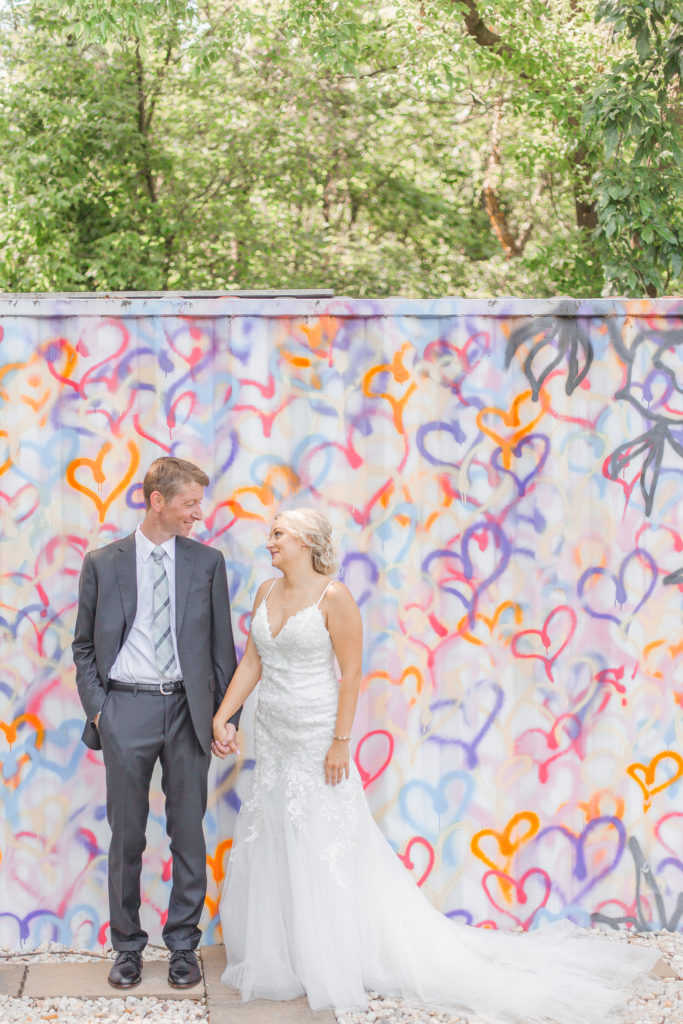 the hamilton manor graffiti wall wedding photo