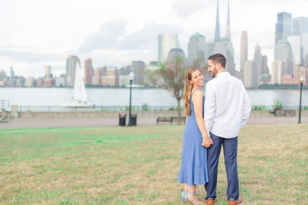 liberty state park engagement photo