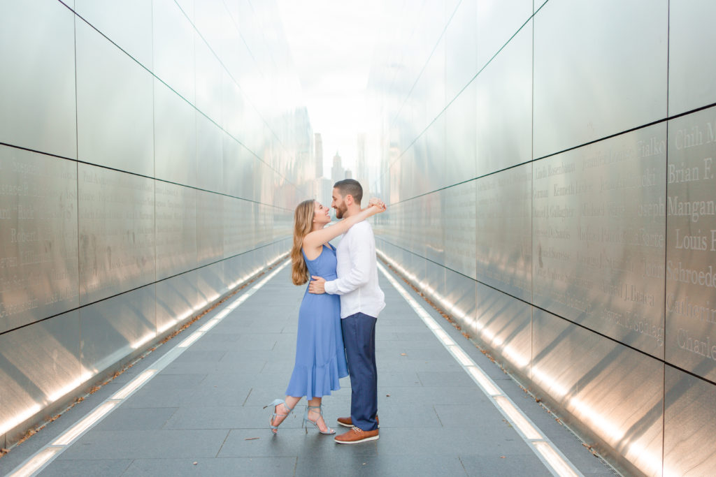 empty sky memorial engagement photo at liberty state park