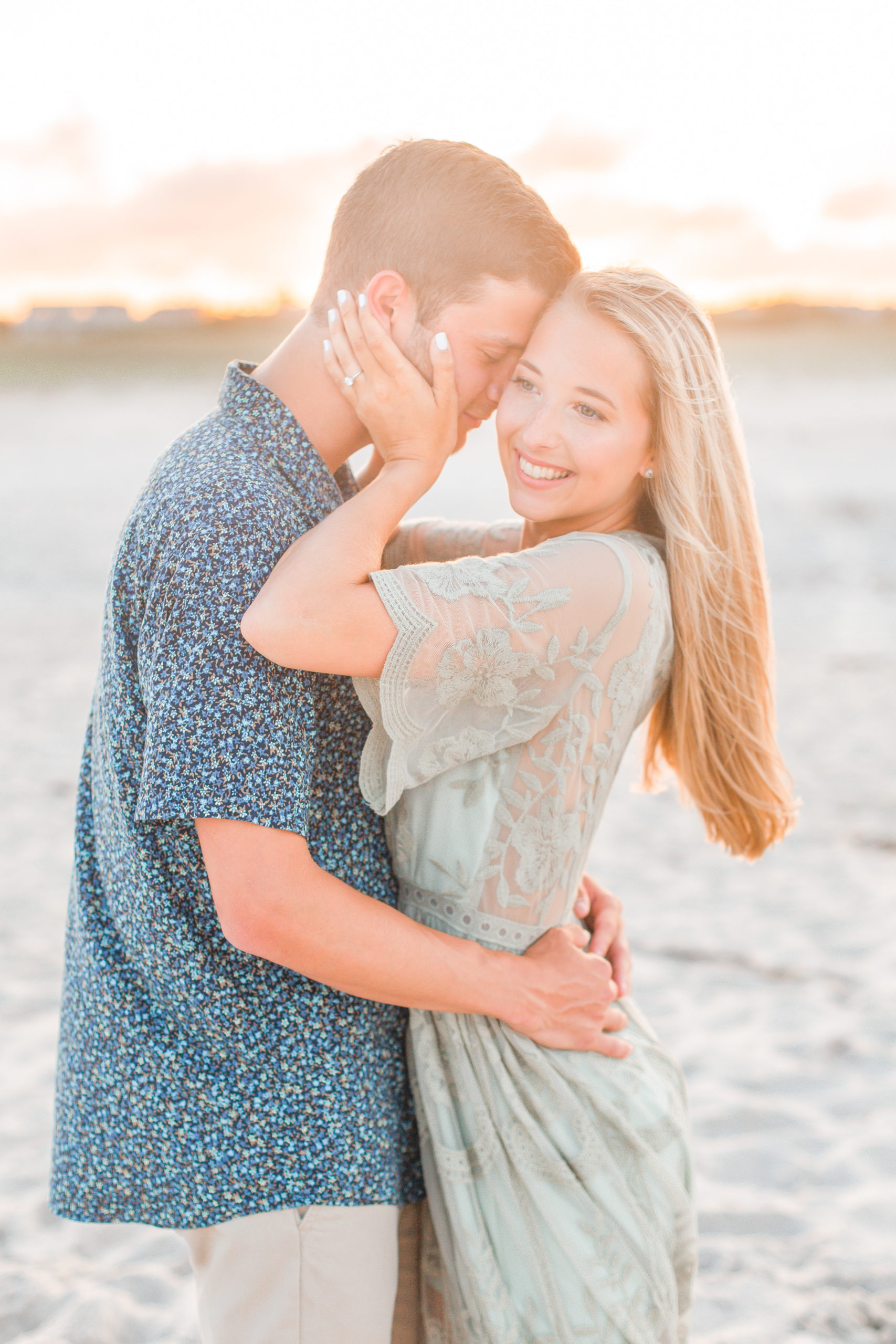 light and airy long beach island engagement photo