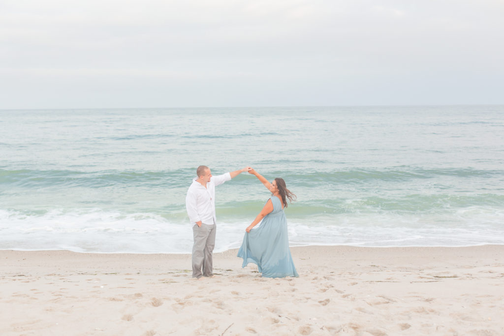 dancing on the beach engagement photos