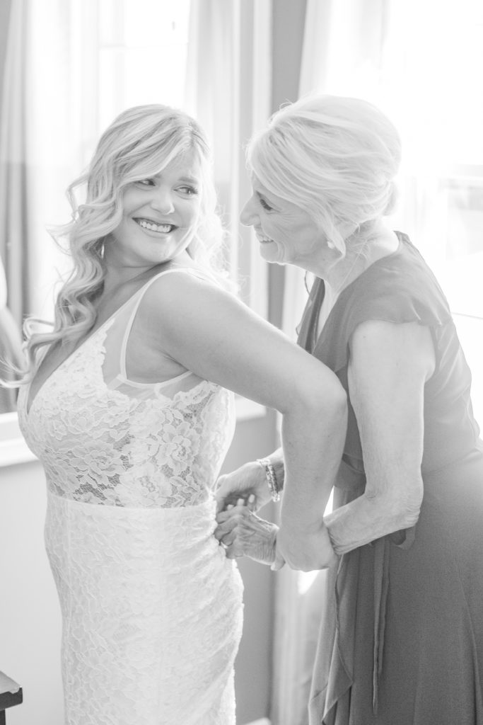 light and airy getting ready photo bride and grandmother