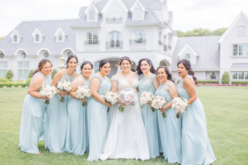 light and airy new jersey wedding photography of bridesmaids at the park chateau from east brunswick wedding photographers